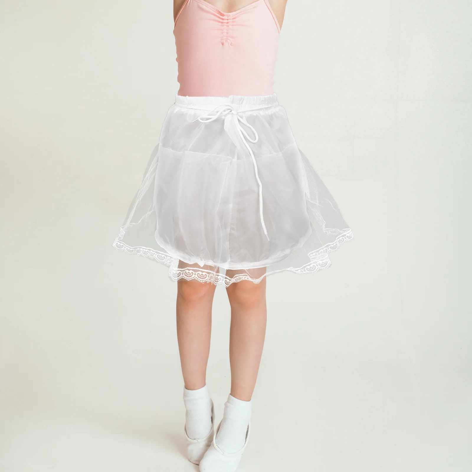 

Petticoat Hoopless Elastic Waist Slip Girls Bridesmaid Wedding Flower Girl Dress Party Tutu Skirt Underskirt