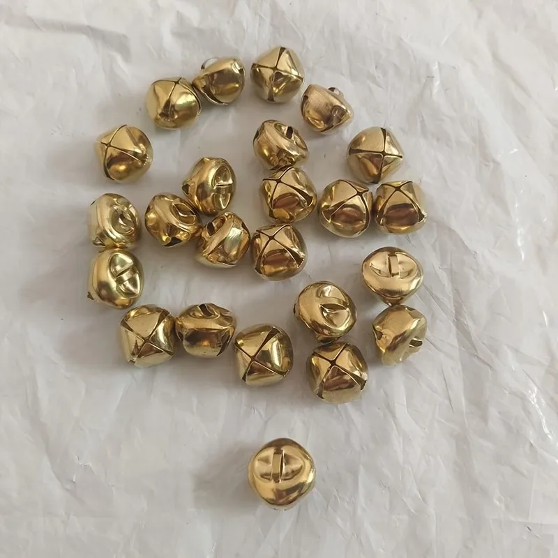 Cross Shape Design 6mm Jingle Bell Charms, 40 pcs, Pet Collar Charm, Metal Alloy Material for Christmas Tree Decor, Gold