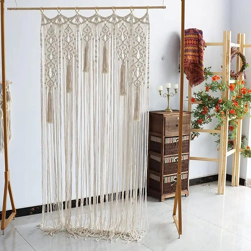 

Bohemian Woven Door Curtain Partition Decorative Tapestry B&B Wedding Curtain Blind For Living Room Boho Decoration