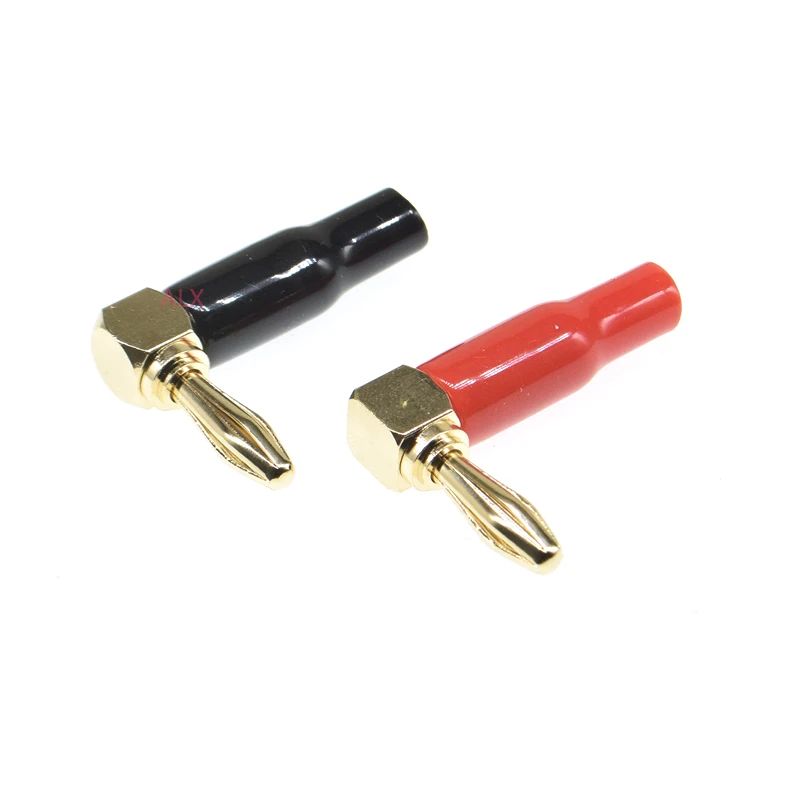 4Pcs Right Angle 90 Degree 4mm Banana Plug Screw L Type for Binding Post Amplifiers Video Speaker Adapter Connector