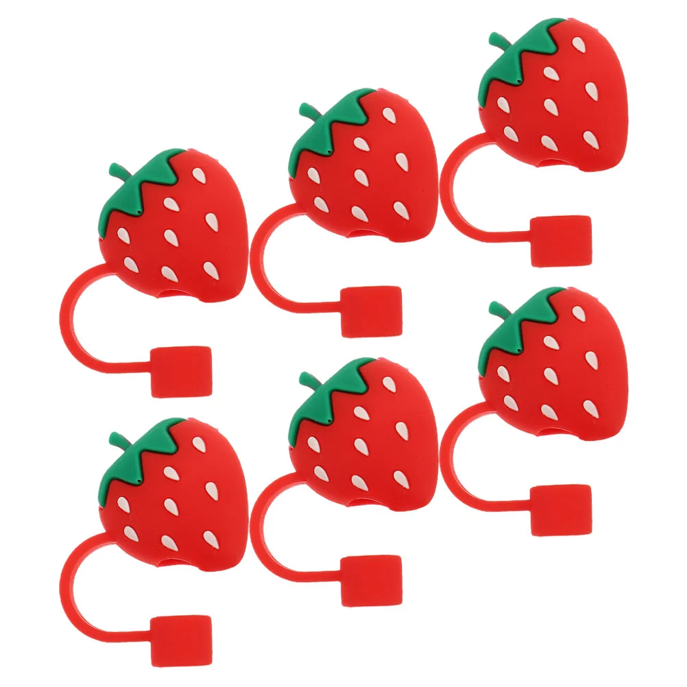 6 Pcs Lazy Straw Dust Cap Silicone Cover Tips Washable Charms Cute Covers Silica Gel