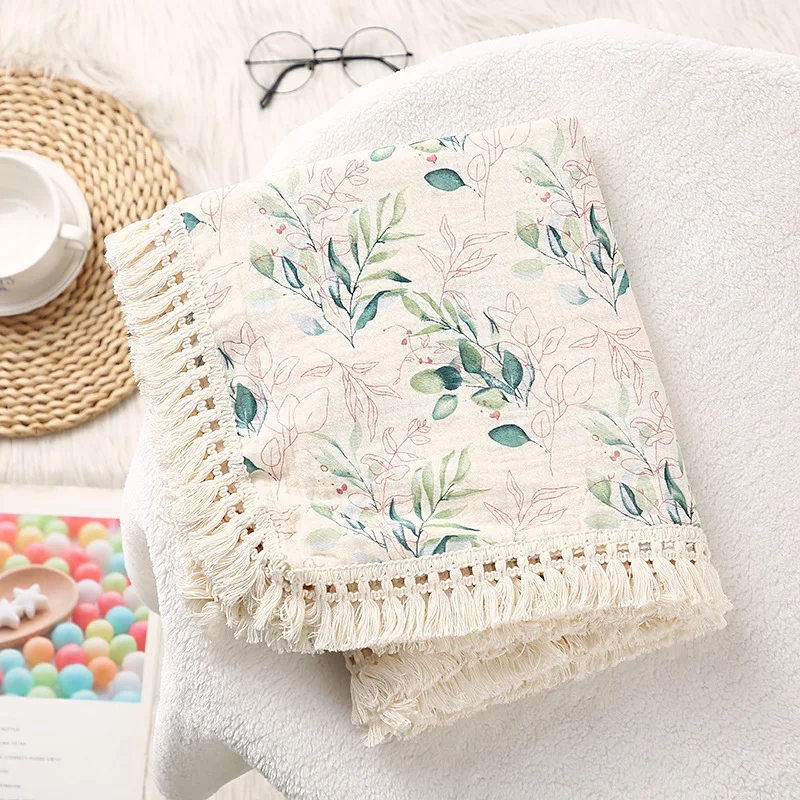 Cute Bear Muslin Squares Cotton Baby Blanket for Newborn Plaid Infant Swaddle Blanket Babies Accessories Bed Summer Comforter