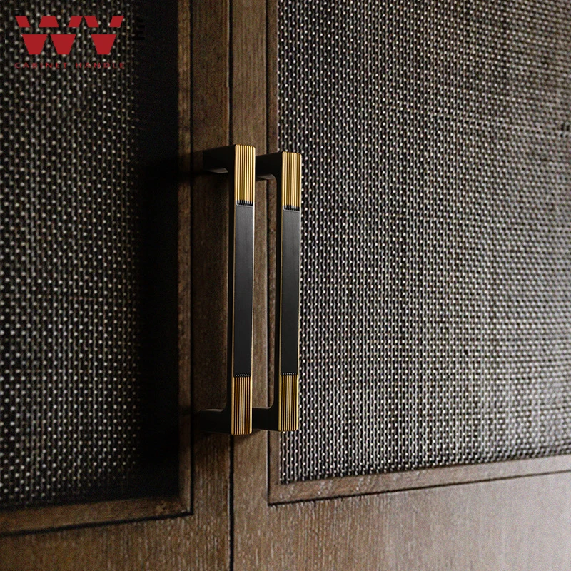 WV Chinese Kitchen Furniture Handles Modern Cupboard Dressers Brass Gold Cabinet Door Handles Closet Drawer Knobs Hardware