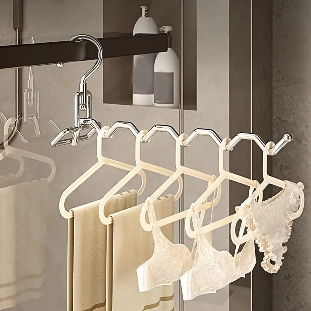 2Pcs Stainless Steel Folding Clothes Hanger Waterproof Space Saving Clothes Drying Rack Single Pole Coat Hanger Balcony