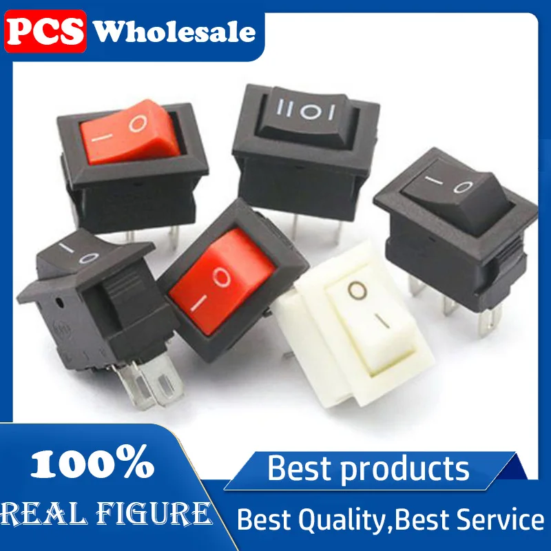 5pcs Mini Rocker Switch KCD1 3A 250VAC/6A 125VAC 10*15mm 2/3PIN 2 Position ON/OFF Boat Car Dashboard Truck Electrical Equipment