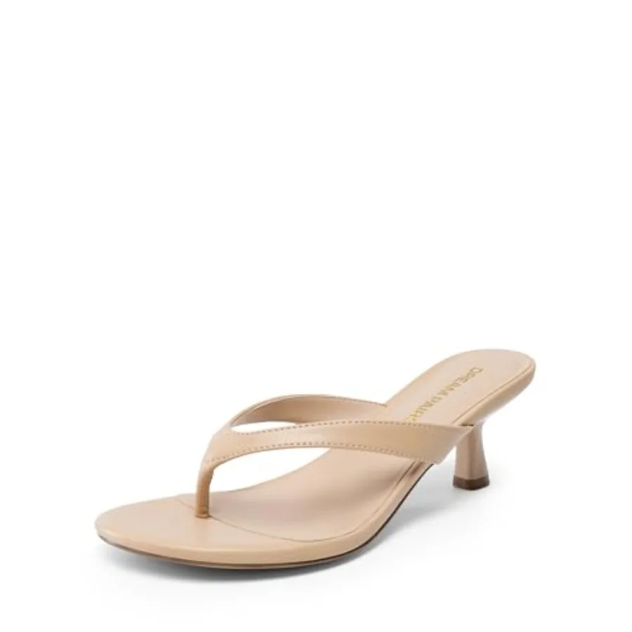 

DREAM PAIRS Women's Kitten Heel Flip Flops, Low Heel Dress Sandals with Thong Strap, Elegant Slip On Summer Shoes