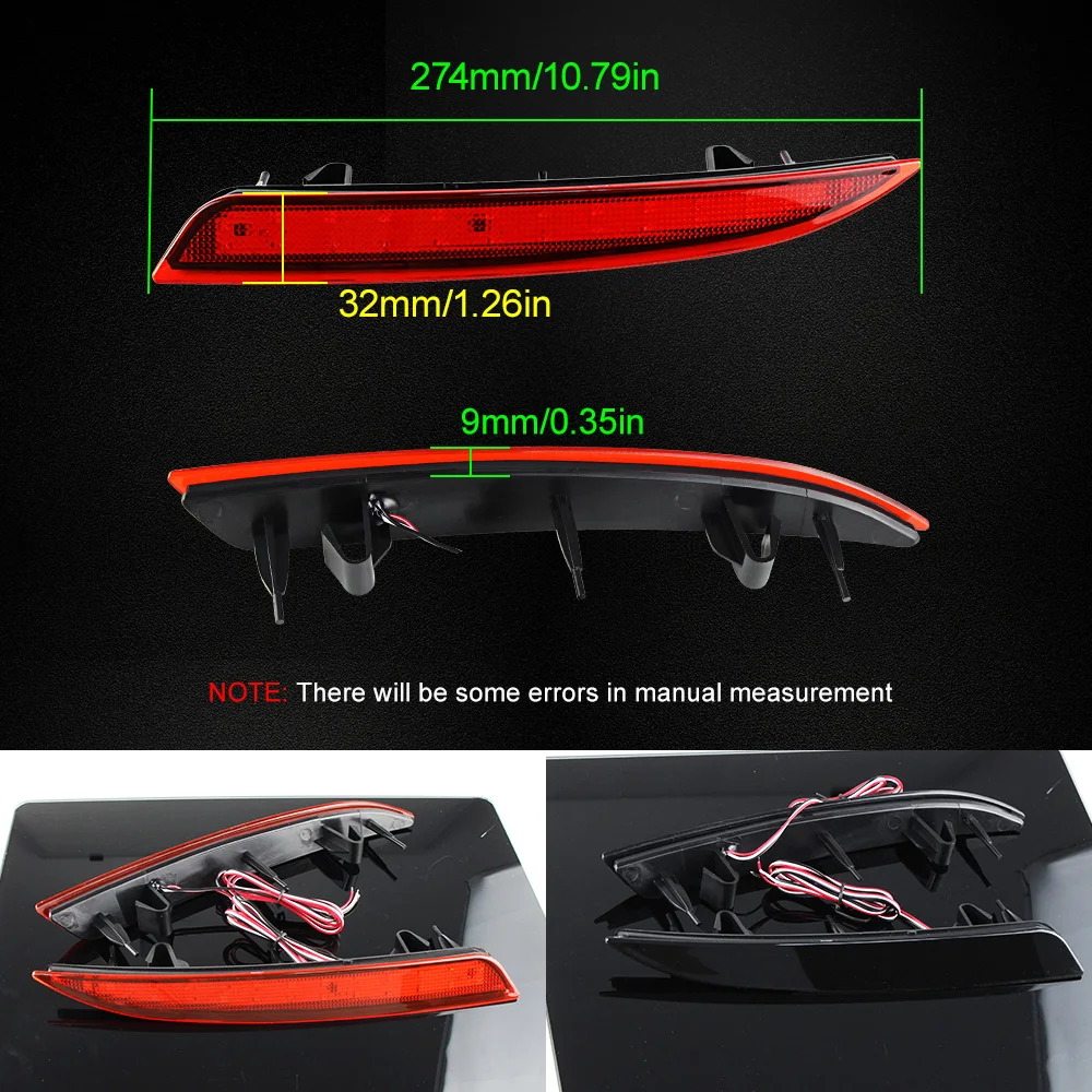 2Pcs Red / Smoke Lens 48-SMD LED Rear Bumper Reflector LED Brake Stop Light For Opel Vauxhall Astra J 5D HB 2009-2012