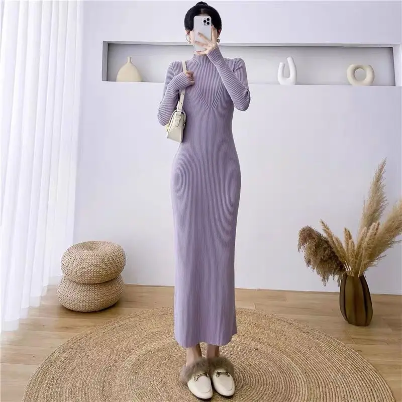 Häkelkleider für Frauen, figurbetont, Robe, Abend, hochwertig, luxuriös, A-Linie, neu im trendigen elastischen Maxi-langen Damen-Strickkleid