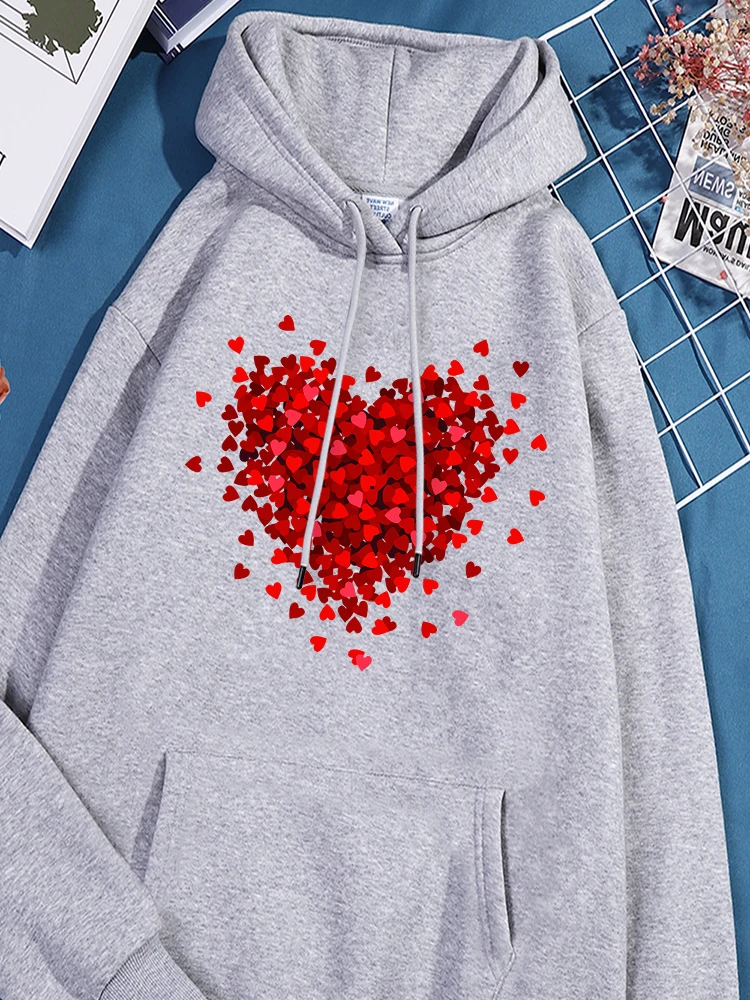 

A Big Love Composed Of Small Hearts Print Women Sport Shirts Harajuku Essential Hoodie Causual Loose Sweatshirt Unique Clothes