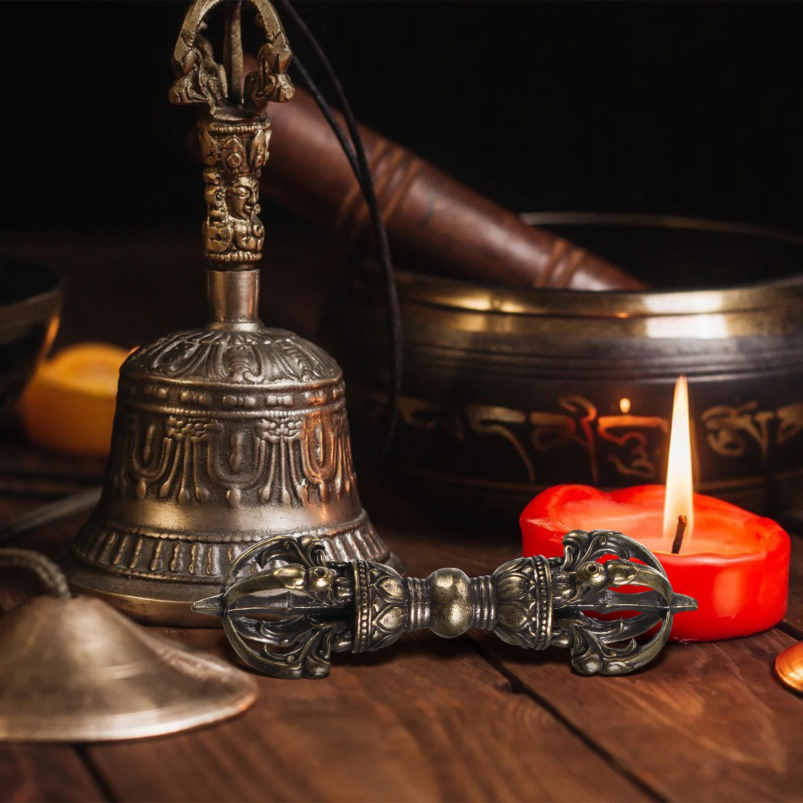 خمر النحاس دارما مدقة زخرفة التبتية فاجرا فوربا الحرفية دورجي ديكور المنزل الرجعية البوذية المعادن الفن الروحي هدية #3