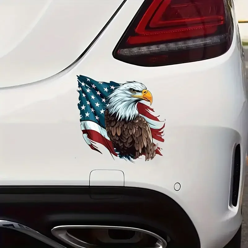 American Flag Eagle Bumper Sticker - Patriotic, Car, Truck, SUV, Window, Vinyl, Laptop, Wall, Motorcycle