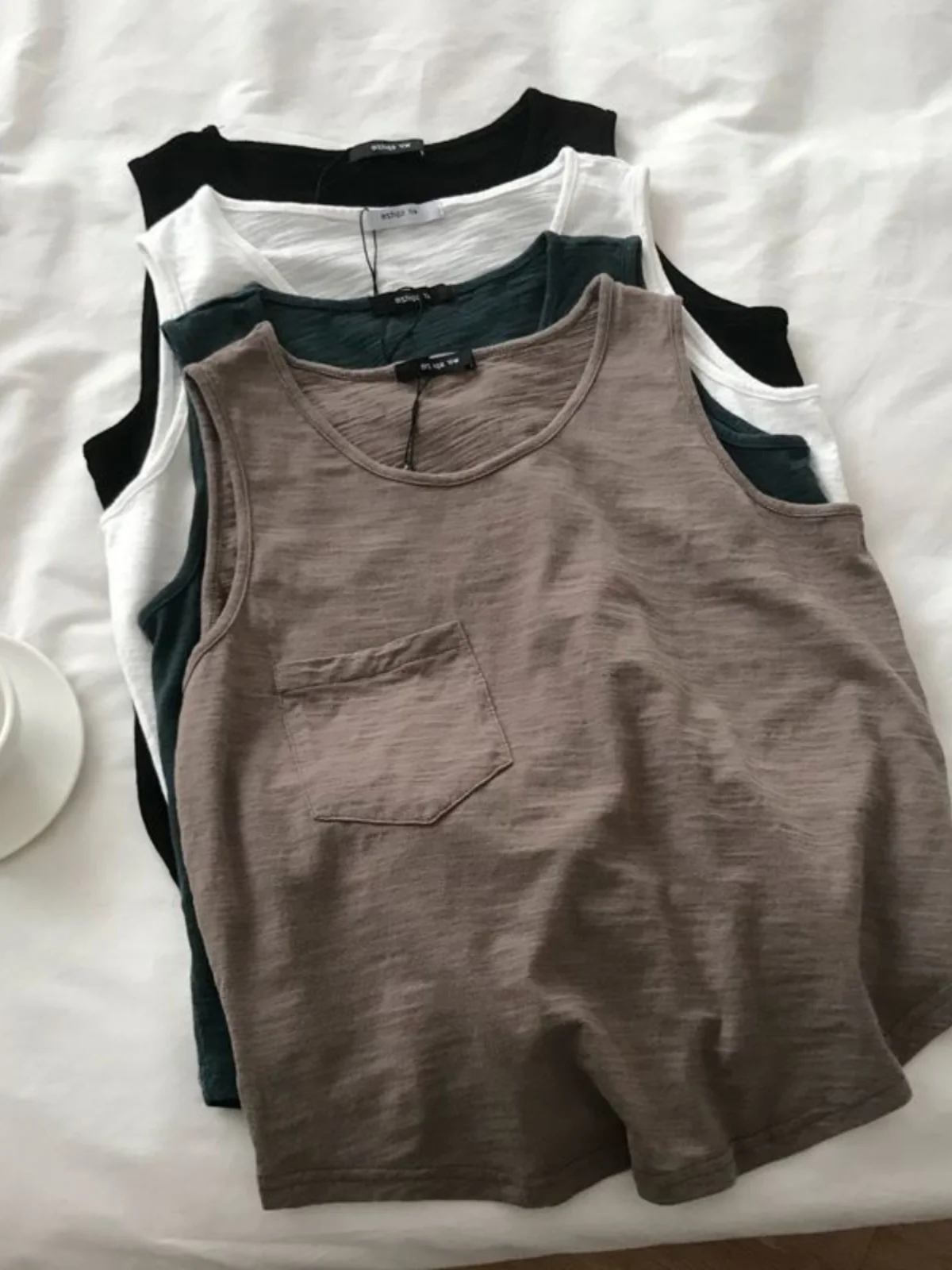 

plus Size Women's Casual Thin Vest ket Design Svel Top Summer Commute Sle round Ne Loose Fit Base irt