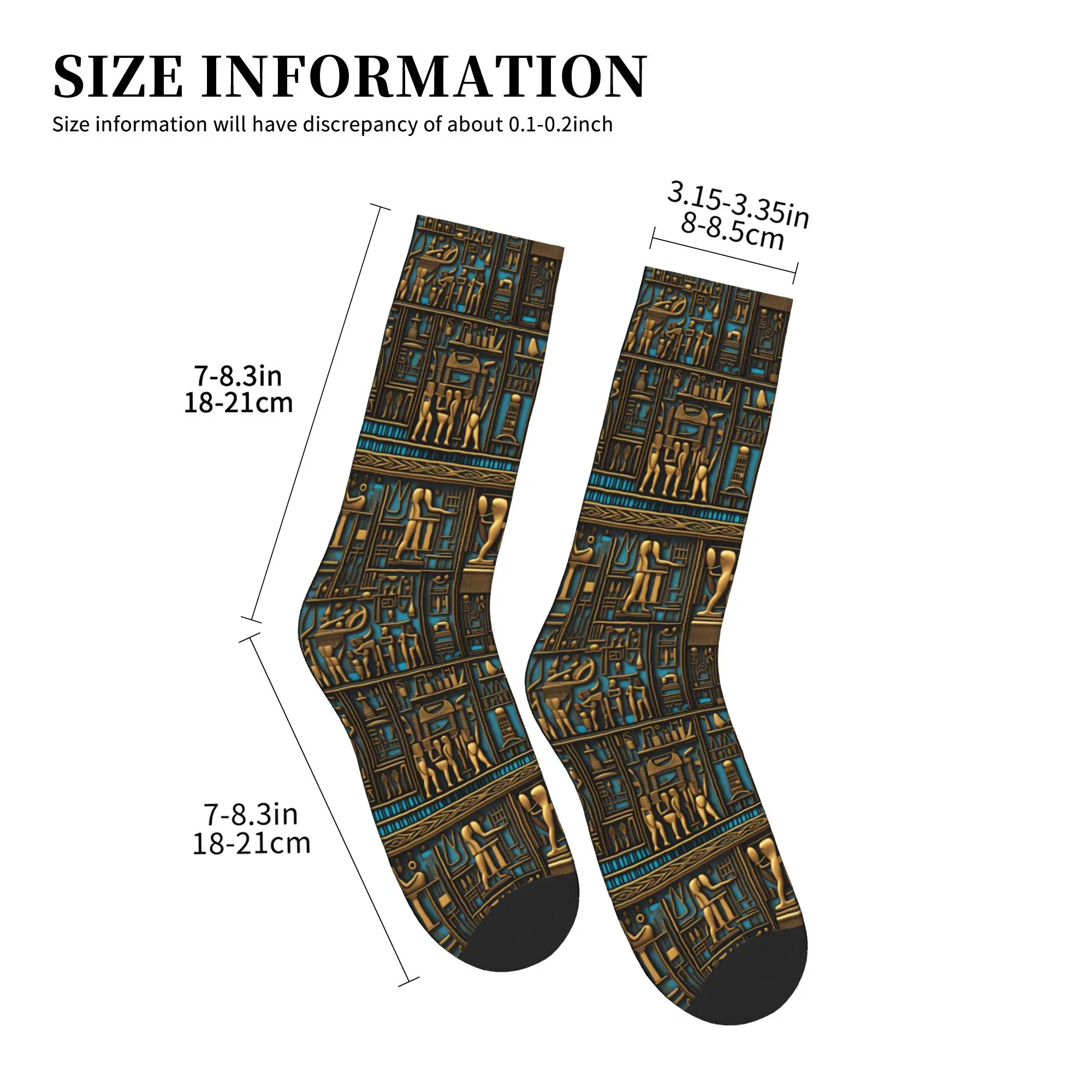 Funny Men's Egyptian Hieroglyphs Art Pattern Dress Socks Unisex Warm Breathbale 3D Printed  Crew Socks view 4