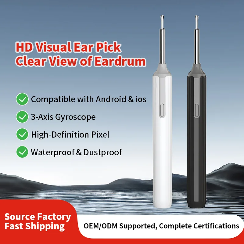Wireless Smart Visual Ear Cleaner HD Endoscope Ear Spoon with LED Light Rechargeable Ear Pick for Kids Compatible with Phone