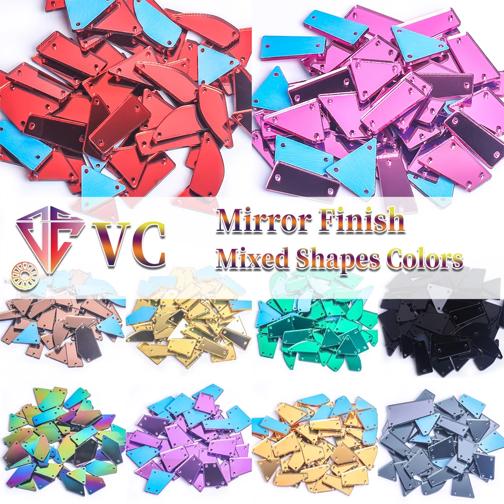 VC Mix Size Clear Crystals Sewing Mirror Rhinestone Applique Flatback Acrylic Strass On Stone for Clothes Needlework