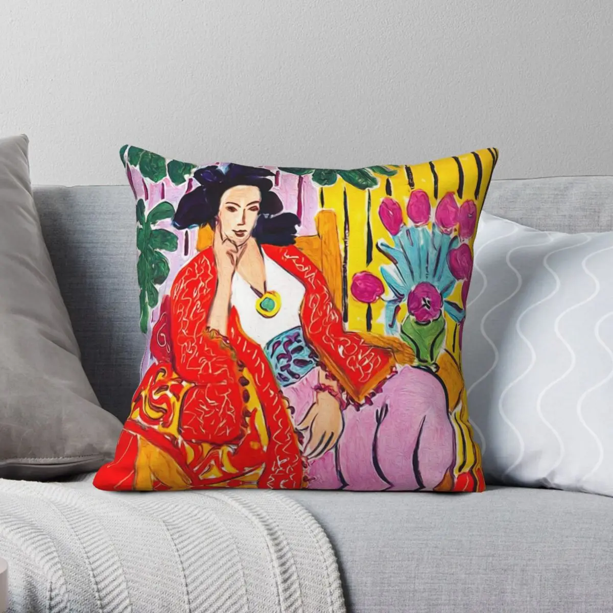 Henri Matisse Odalisque In Red Jacket Pillowcase Polyester Linen Velvet Printed Zip Decor Pillow Case Home Cushion Cover 45x45