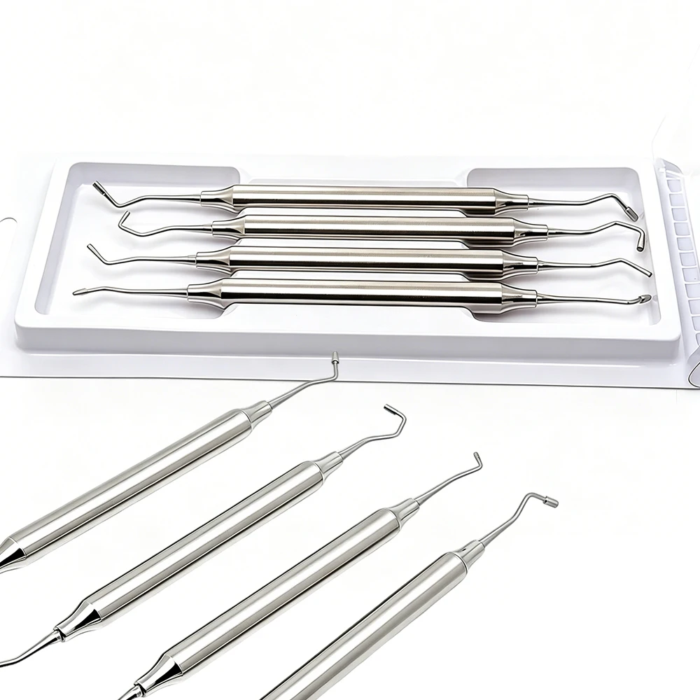 

4 Piece Stainless Steel Dental Bone Grafting Kit for Sinus Lift and Ridge Augmentation Autoclavable Instruments