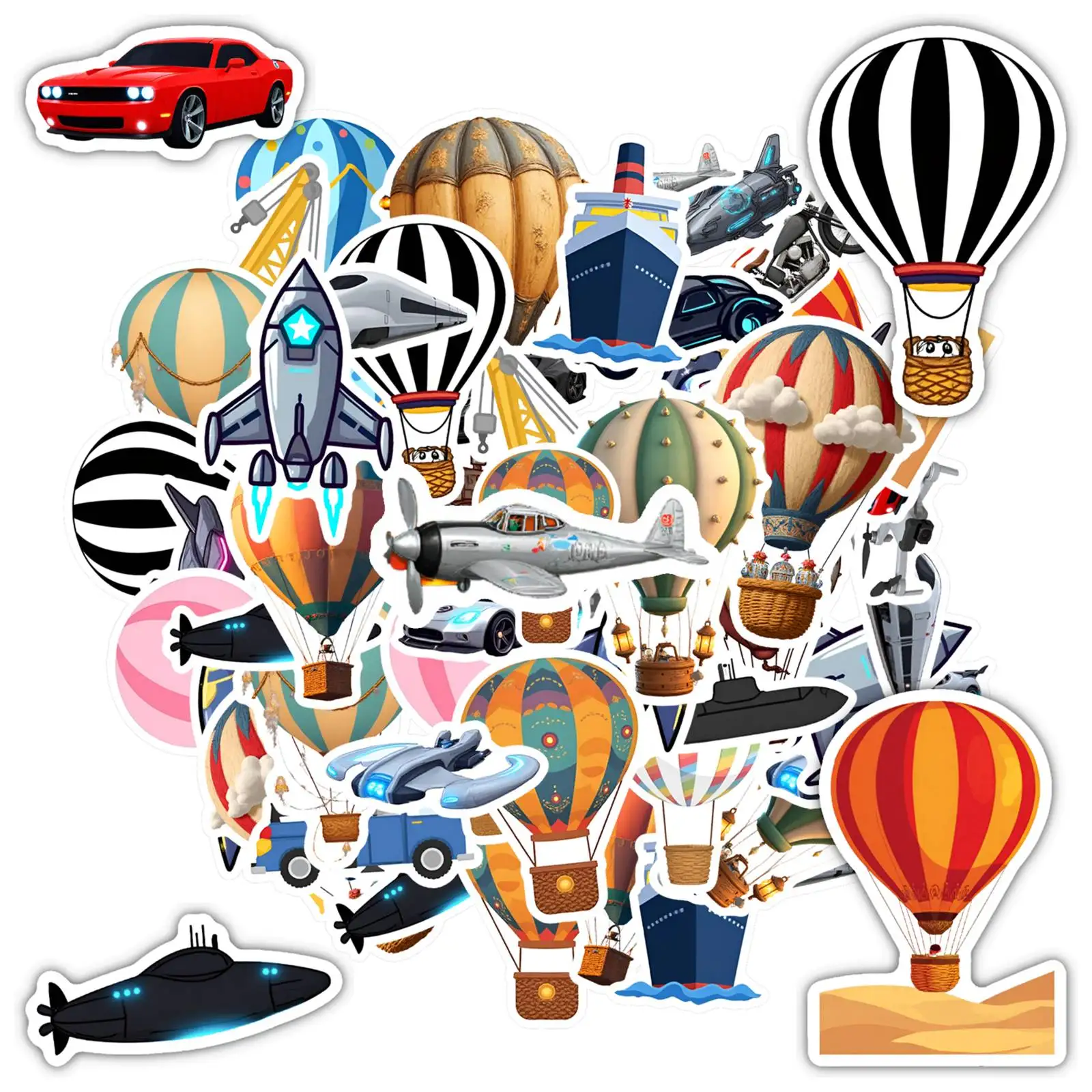 

35-50 шт. мультяшных наклеек с изображением авиатранспорта, ретро-технологий, наклеек для поощрения учителей, наклеек на тему исследования космоса для украшения телефона своими руками