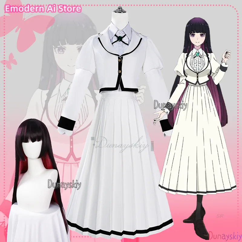 

Аниме Rock Is A Lady's Modesty Kurogane Otoha, белая школьная форма, длинное платье, парик, рок JK, косплей, disfraz, костюм для вечеринки на Хэллоуин
