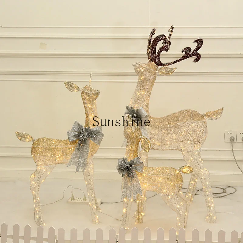 Christmas decorations Glowing deer pulling cart Large Christmas tree ornament