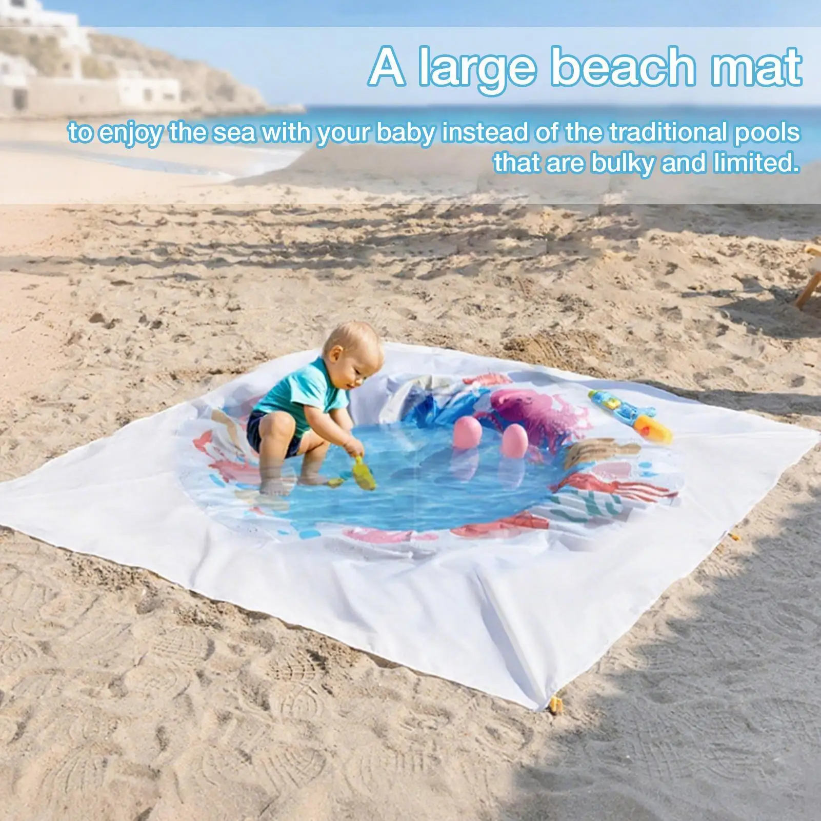 طفل شاطئ بركة الطفل التجديف بركة الكرتون 2 في 1 الأطفال البركة حصيرة للنزهة الأسرة حديقة التخييم السباحة الفناء الخلفي #2