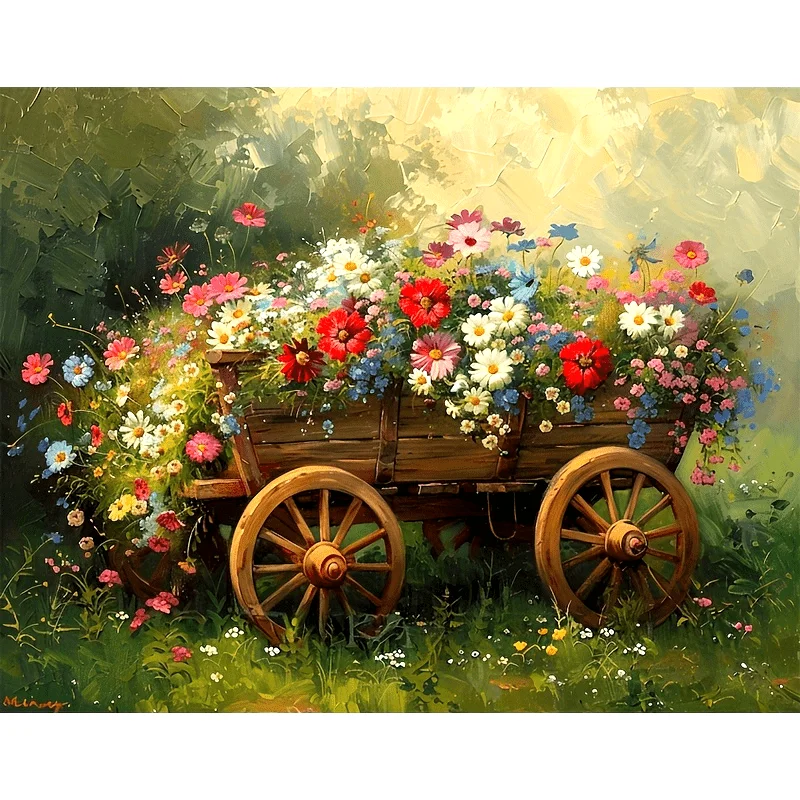 1pc frameless Professional Art Use, 1pc 2D Flat Printing Flowers Painting By Numbers Kit for Adults Coloring On Canvas for Home