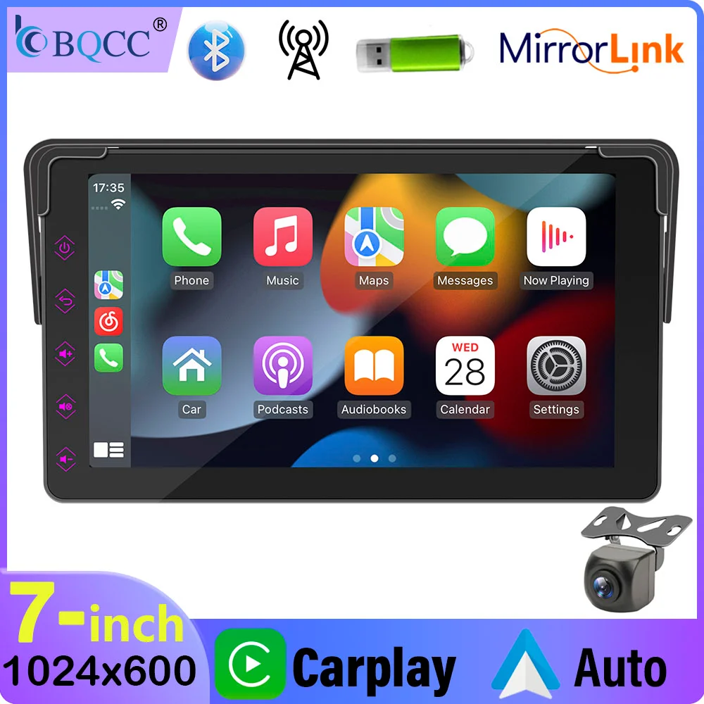 

BQCC 7'' HD portable car player car radio supports mobile phone screen projection reverse rear view Android AUTO CarPlay TYPE-C
