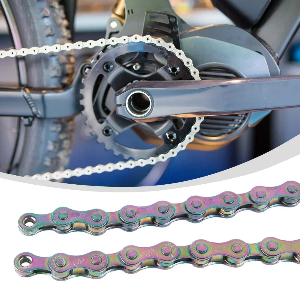 8/9/10Speed Bicycle Chain 116 Rainbow Chain High Strength Steel MTB Moutain Bike Titanium Coating With Chain Button 2023 New