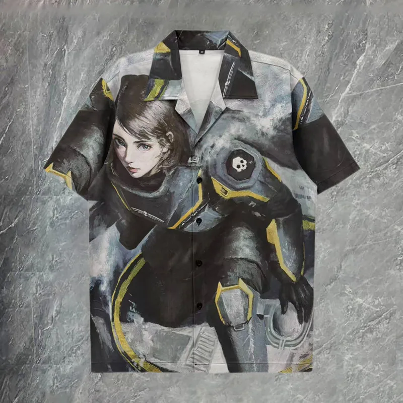 Cyborg Warrior Print Men Shirt Formal Dress Shirt Long Sleeved Shirt For Men Fashion Club Party Flower Shirt Camisa Hombre