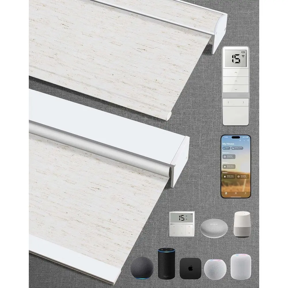 Motorized Blinds with Remote,100% Blackout Motorized Roller Shades Work with