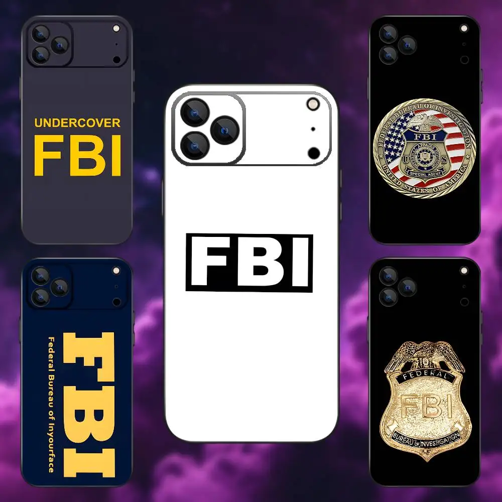 

F-FBI Logo Phone Case For iPhone 17,16,15,14,13,12,Pro,Max,Plus,E,SE4,Air,Mini Black Soft Box