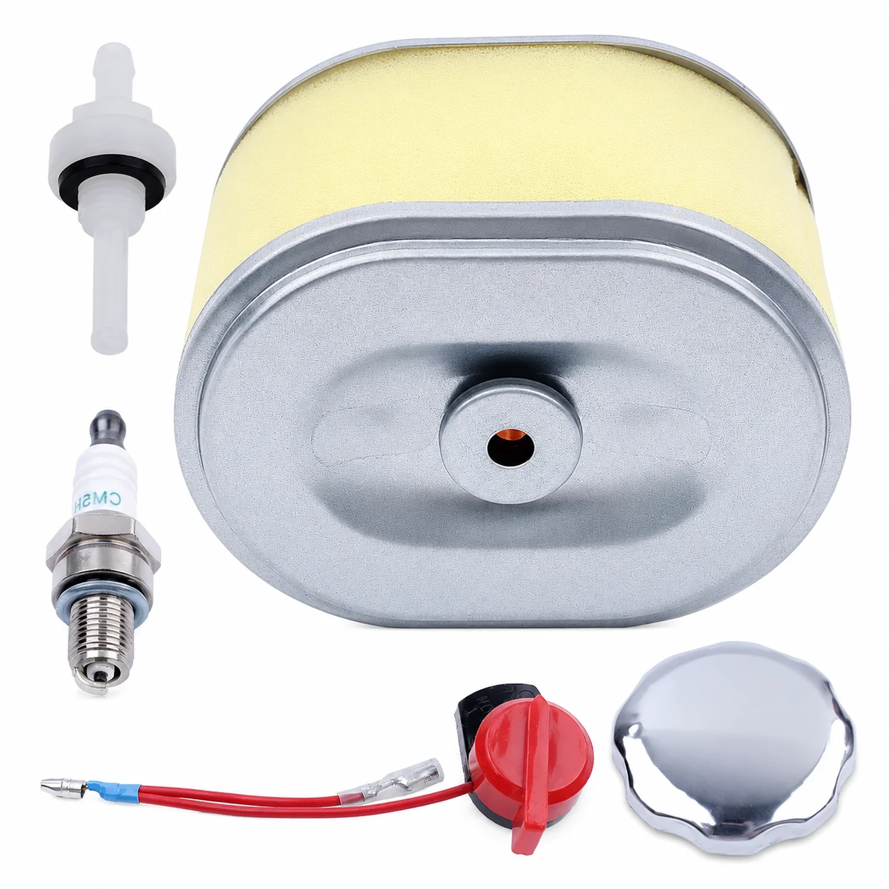 Air Filter Kit, Fuel Cap, Stop Switch, Spark Plug For Honda GX160 GX200 5.5HP 6.5HP Engine Replaces 36100-ZE1-015 17210-ZE1-822