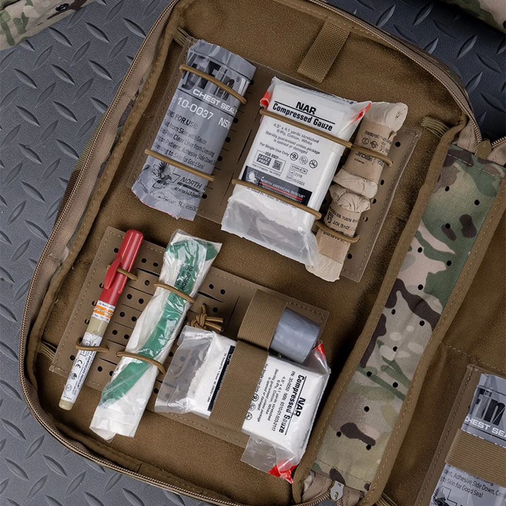 Practical Tactical First Aid Organizer Panel-Elastic Rope and First Aid Supplies with Medical Equipment Storage Board