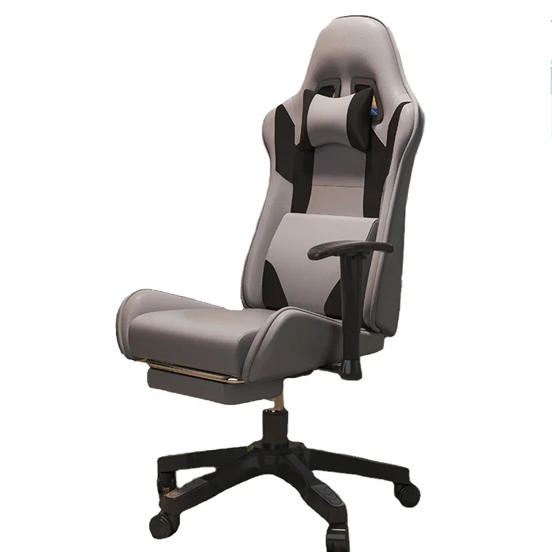 Reposapiés cómodo, Silla de oficina, móvil estético, ergonómico, gris, Gaming, elegante, respaldo alto, muebles para el hogar