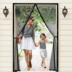 TYMF Magnetic Door screen Mosquito Net Mesh Black Custom Size Fly Insect Invisible self-adhesive for Kitchen indoor living room
