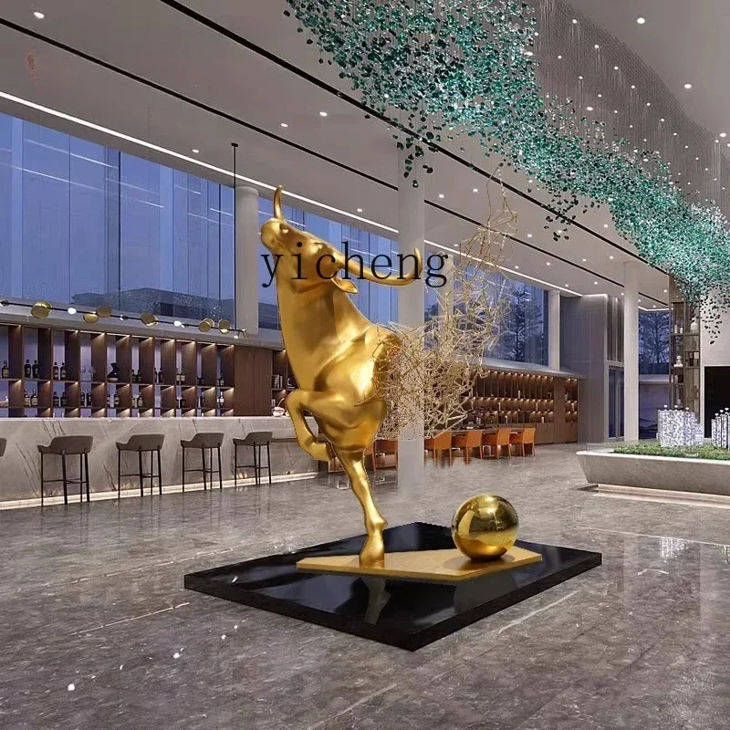 v30lobby abstract cow sculpture large floor-to-ceiling ornament hotel lobby fiberglass animal artwork