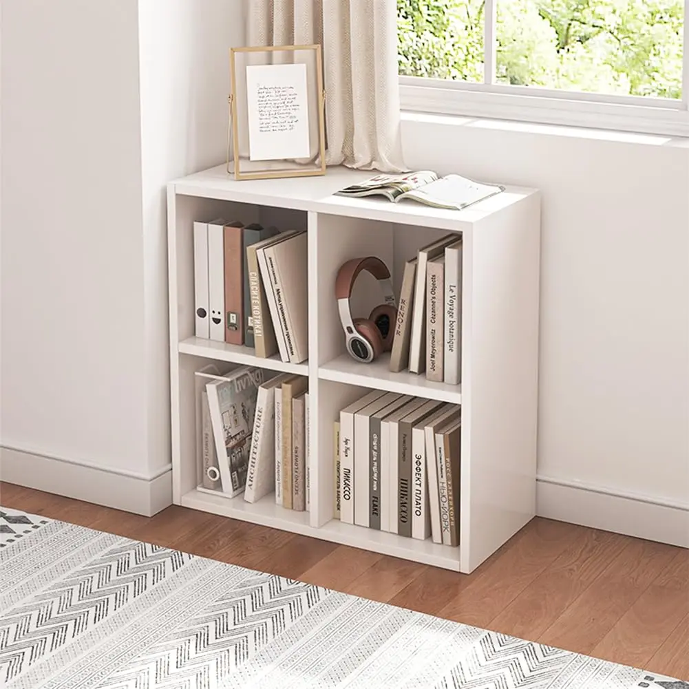 

8 Cube Organizer Bookcase With Back Panel Open Shelf Storage Unit For Home Office