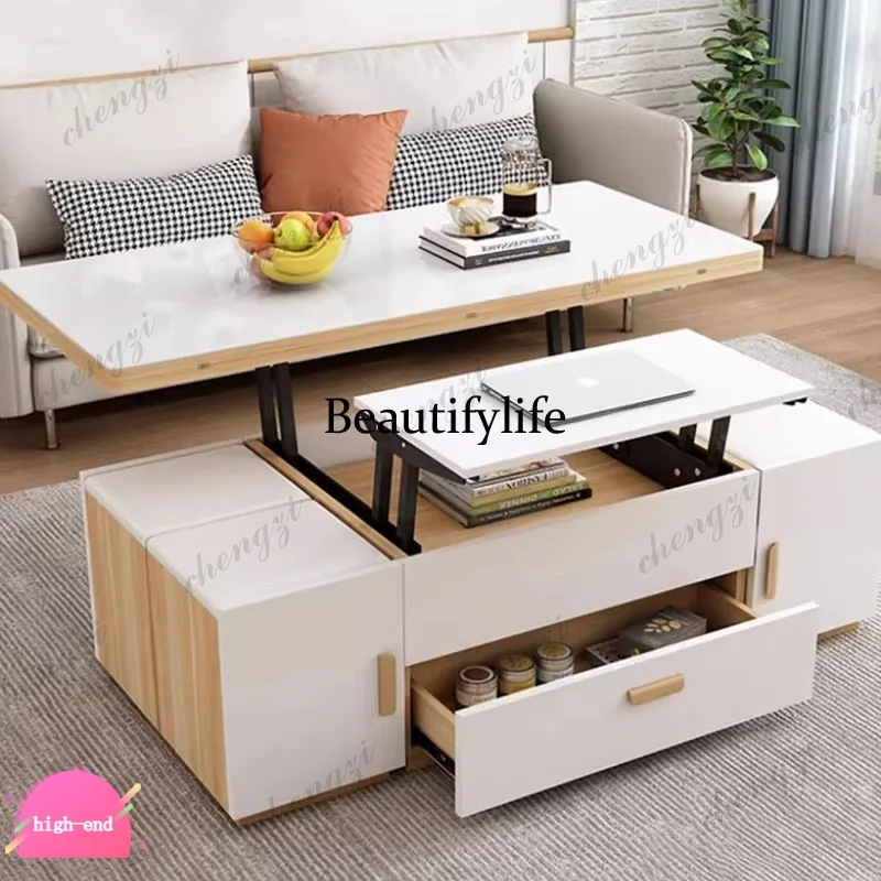 R134 Luxury Modern Nordic Coffee Table Trau White High Mesa Lateral Mobile Coffee Table Apartamento Couchtisch Furniture For Hom