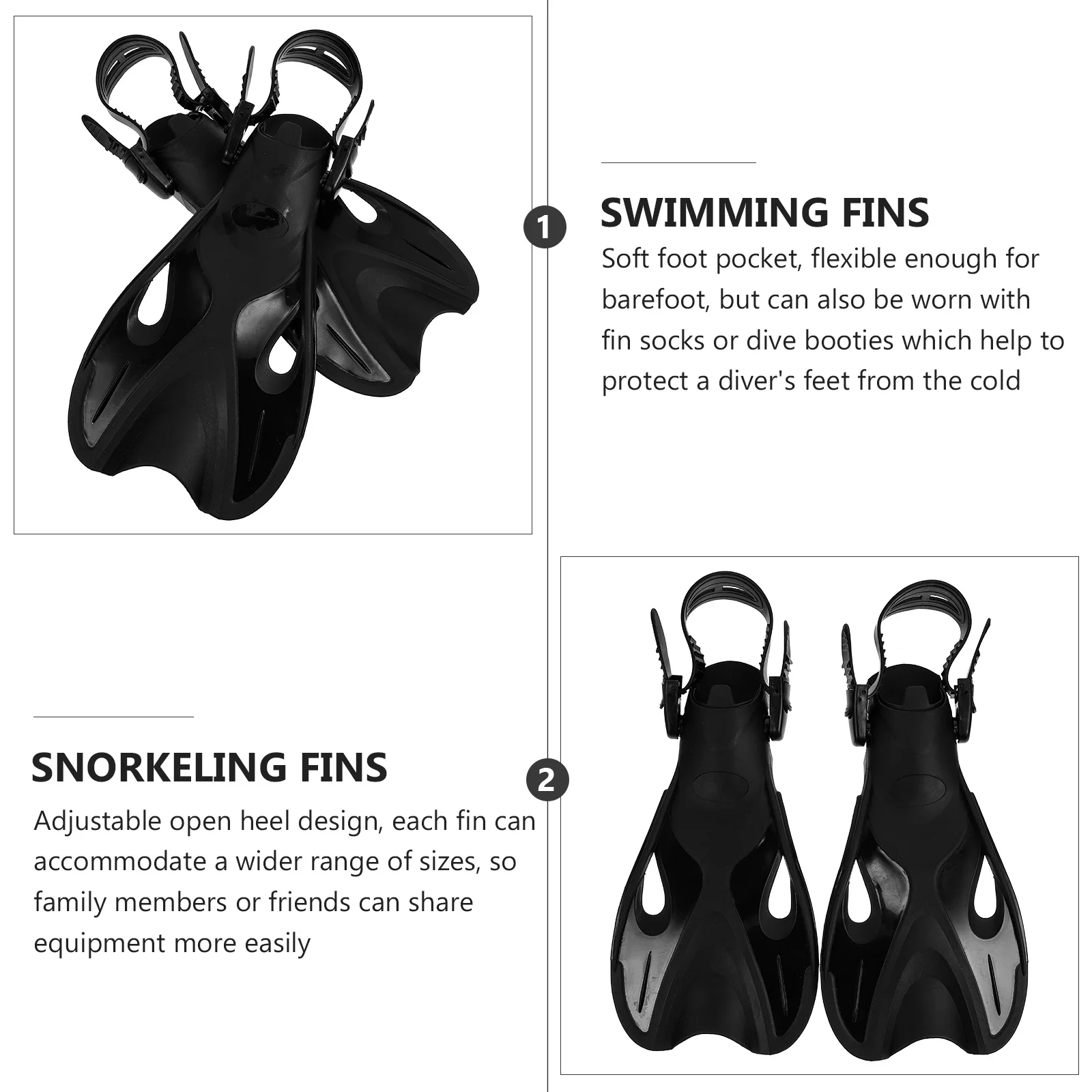 

1 Pair Children Swimming Training Adjustable Short Swim For Snorkeling Diving Pool Sea Use Snorkeling Fins Diving