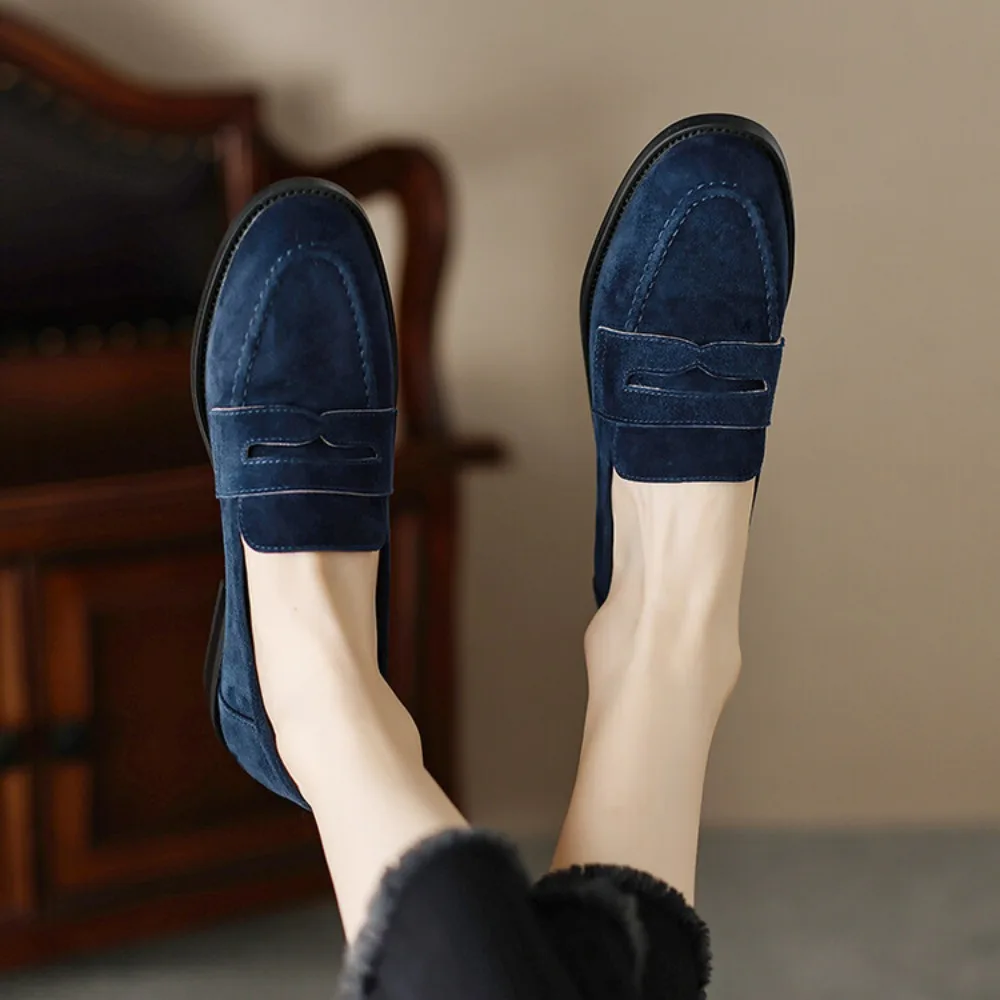 Women Flats Shoes 2024 New Trend Spring Autumn Platform Suede Loafers Shoes Casual Ladies Walking Non Slip Chaussure Femme