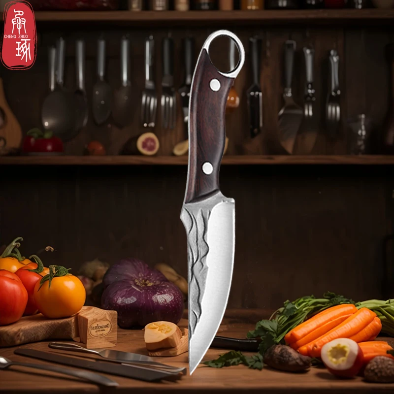 Kitchen Knife Meat Slicing Fruit Vegetables Knife Stainless Steel Boning Cleaver Knife Sharp Blade Hand Forged Butcher Knife