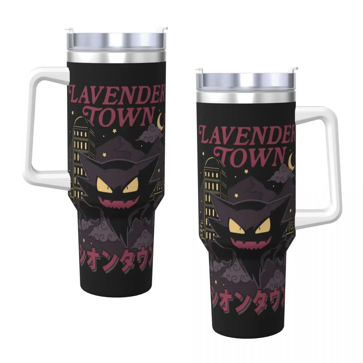 

Gengar Evil стакан из нержавеющей стали, термокружка для кемпинга с соломинкой, крышкой, автомобильные кружки большой емкости, бутылка для холодной и горячей воды