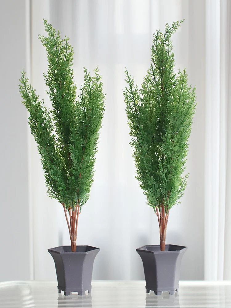 

Искусственное кипарисовое дерево для сценических выступлений, имитация, для детского сада, для подношений Будде, искусственное зеленое растение, гипоаллергенное
