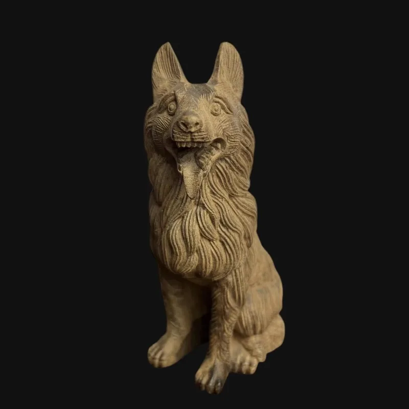 Hand-Carved Wood Wolf Statue - 5.9