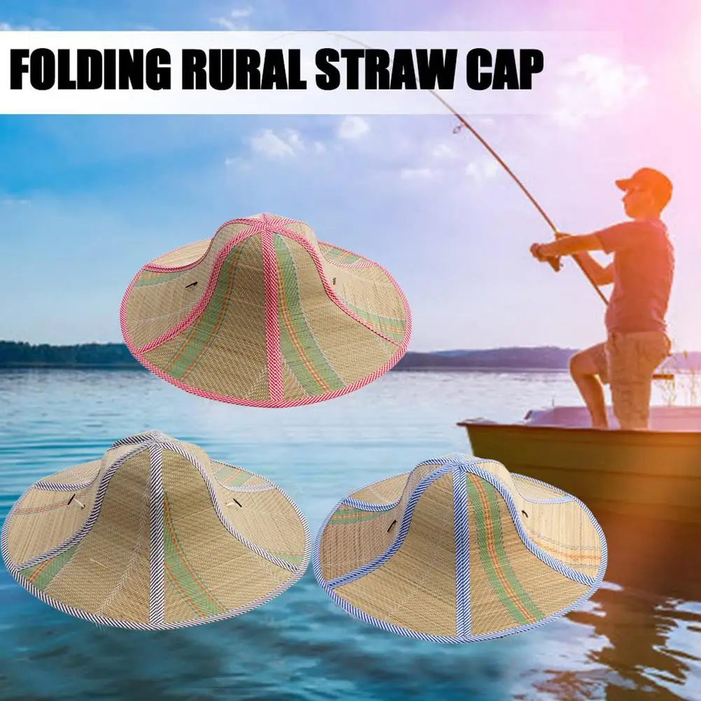 China Styles Summer Folding Rural Straw Cap Men Portable Gorras Waterproof Sun Hats Hiking Breathable Cap Bucket Outdoor Me W6D1