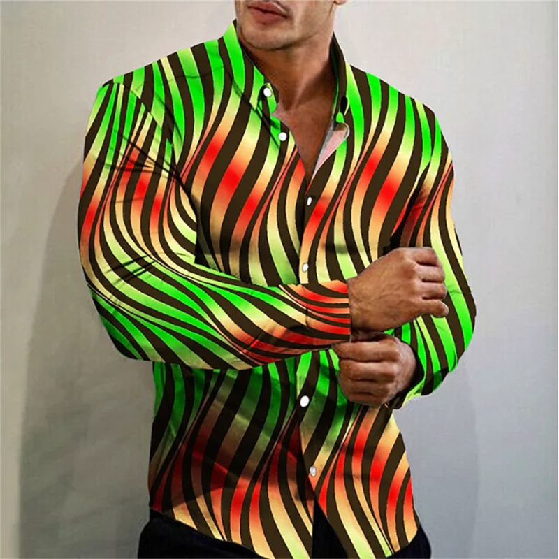 2025 Men's T-shirt Suit Button Shirt half Splicing Trend New Geometric Flower Clear Pattern  Soft And Comfortable Shirt Clothing