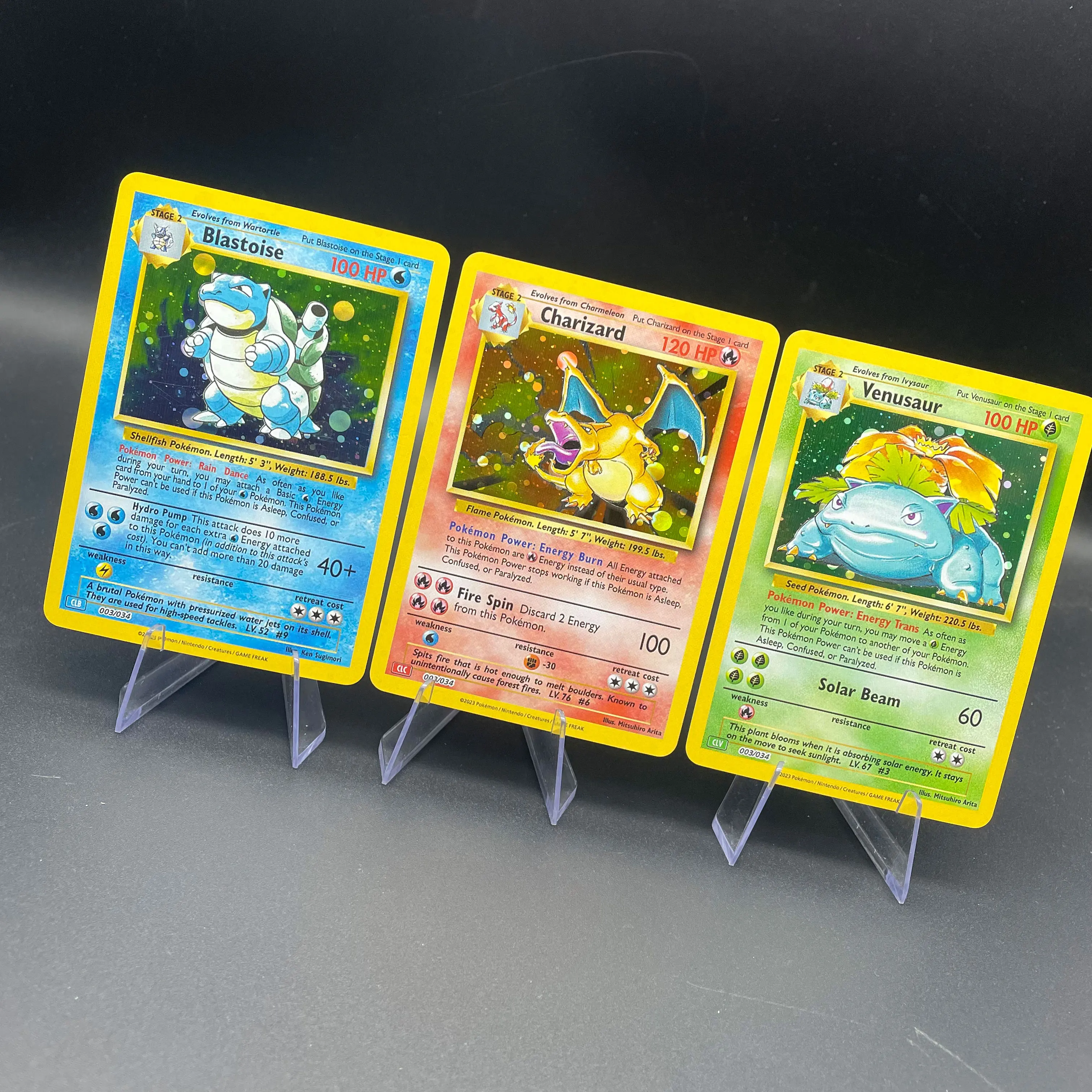 3pcs/set Anime PTCG DIY Self-made Kanto Starters Blastoise Charizard Venusaur English Version Game Collection Card Birthday Gift - view 2