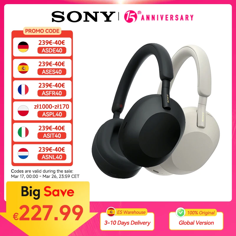 Sony WH-1000XM5 cuffie Wireless con cancellazione del rumore cuffie Bluetooth Sony XM5