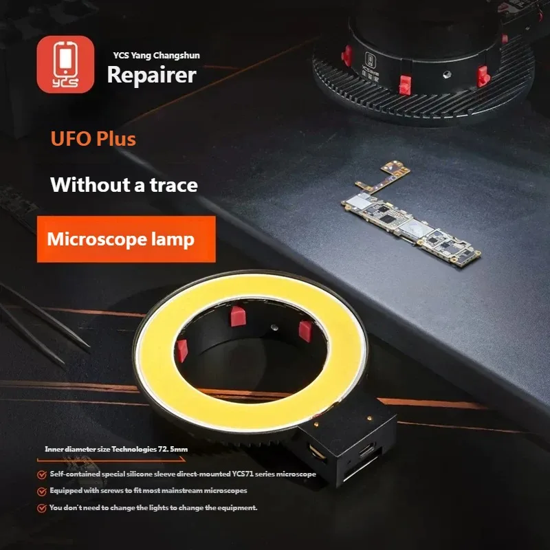 YCS Flying Saucer Plus Shadowless Microscope Ring Light 280 LED Beads Cooling Fan 20W LED Lamp For Phone PCB Chip Repair Tools