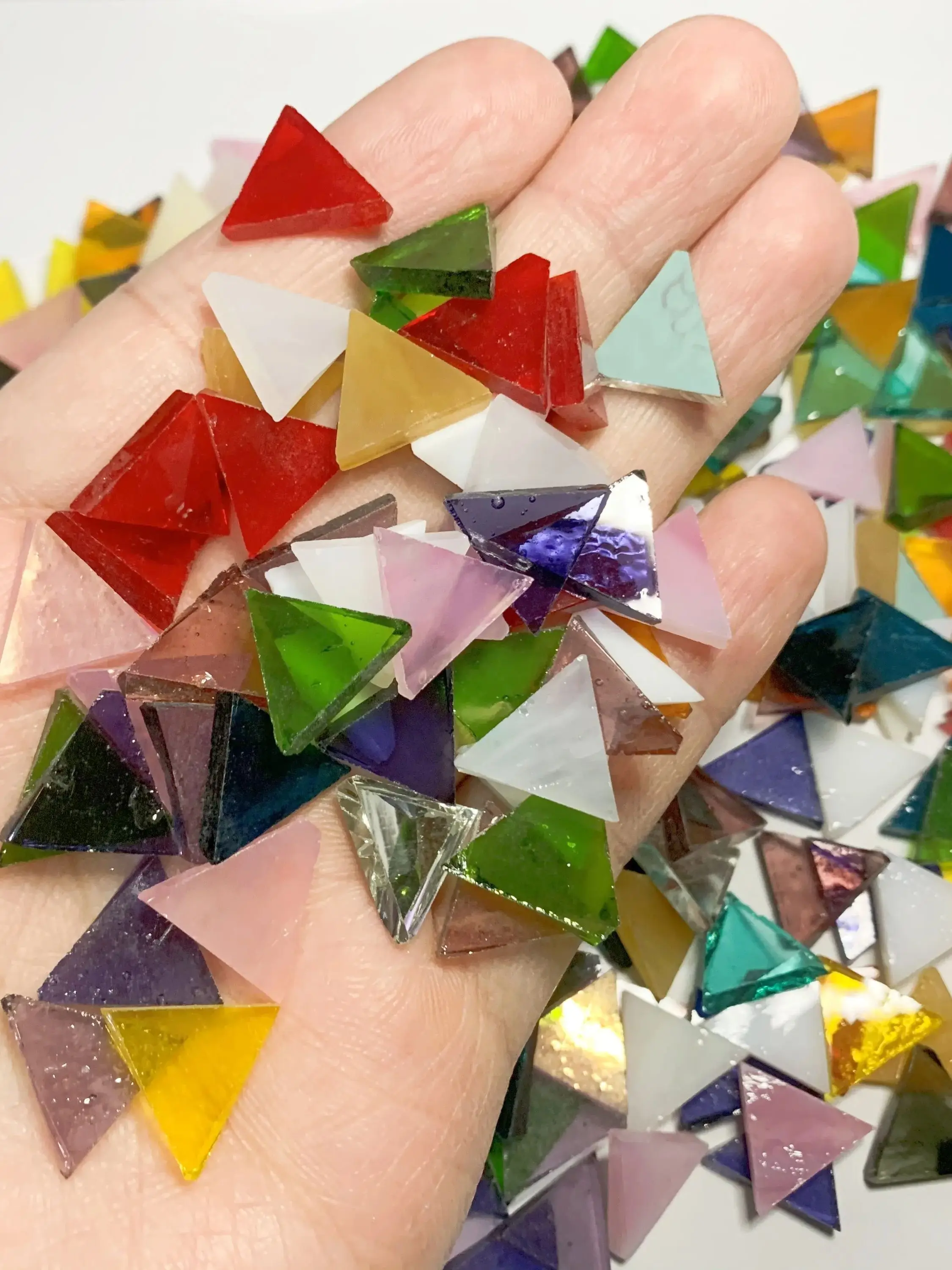 Trójkątna kolorowa półprzezroczysta mozaika szklana, ręcznie robione akcesoria dekoracyjne DIY, 1.4cm, Retro, 50 szt — zdjęcie 2